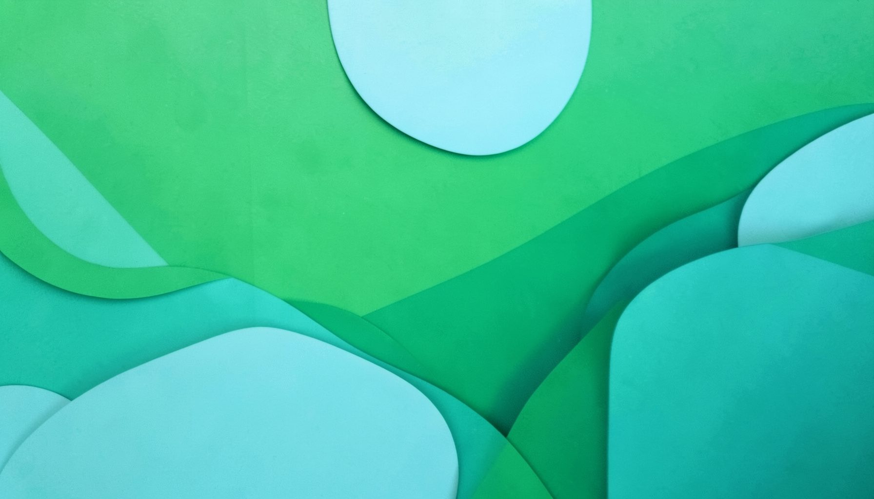 Abstract composition of layered green and teal organic shapes with soft sky-blue highlights, evoking creativity and cultural exploration