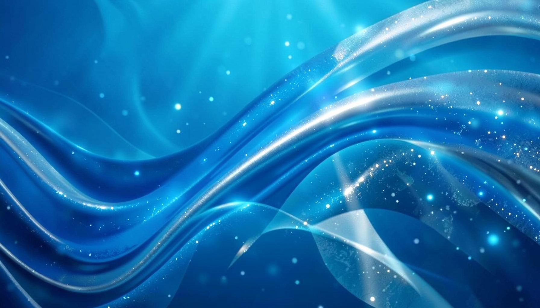 Cool aquatic blues and shimmering silver tones in an abstract flowing composition, suggesting underwater gaming themes